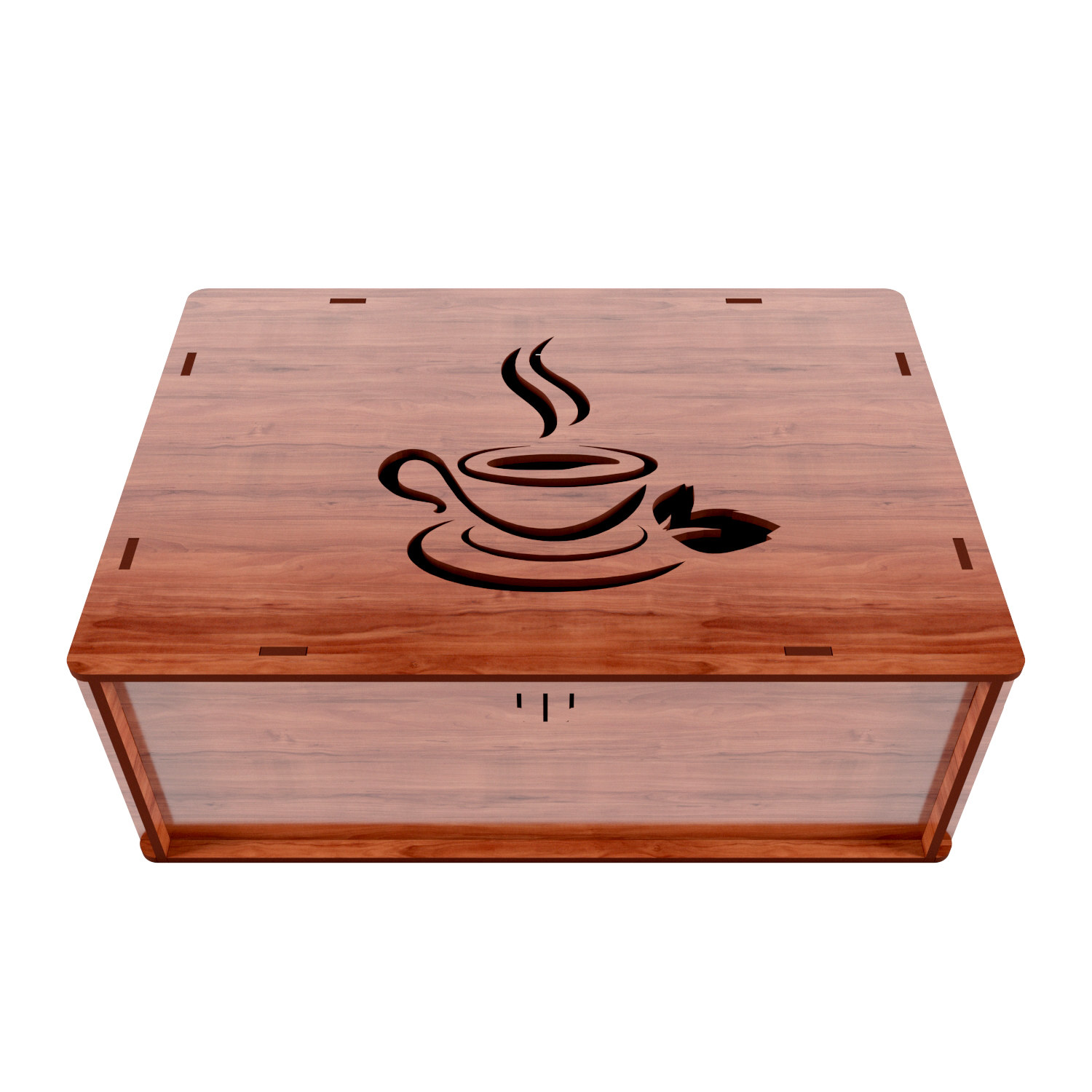 Wooden Tea Bag Organizer Box 4-Compartment Tea Cup Design