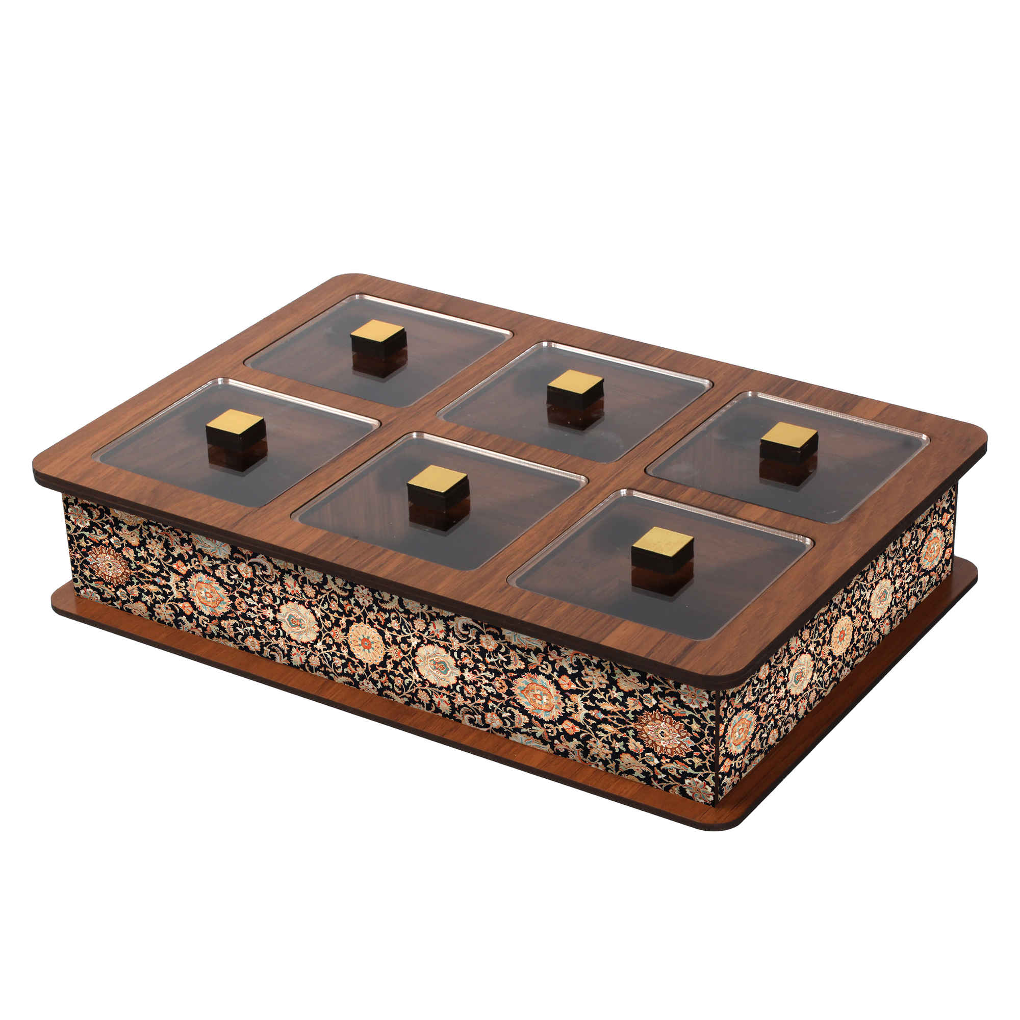 Wooden Tea Bag Organizer Box Inspired by Persian Design