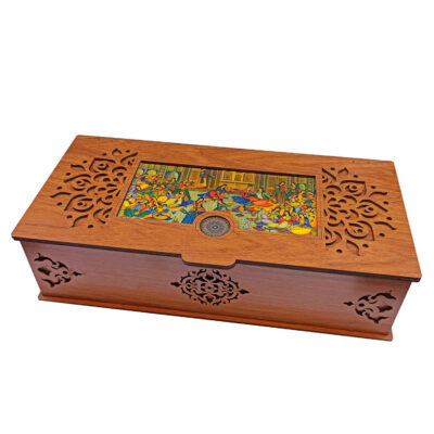 Wooden Tea Bag Organizer Box with Traditional Design
