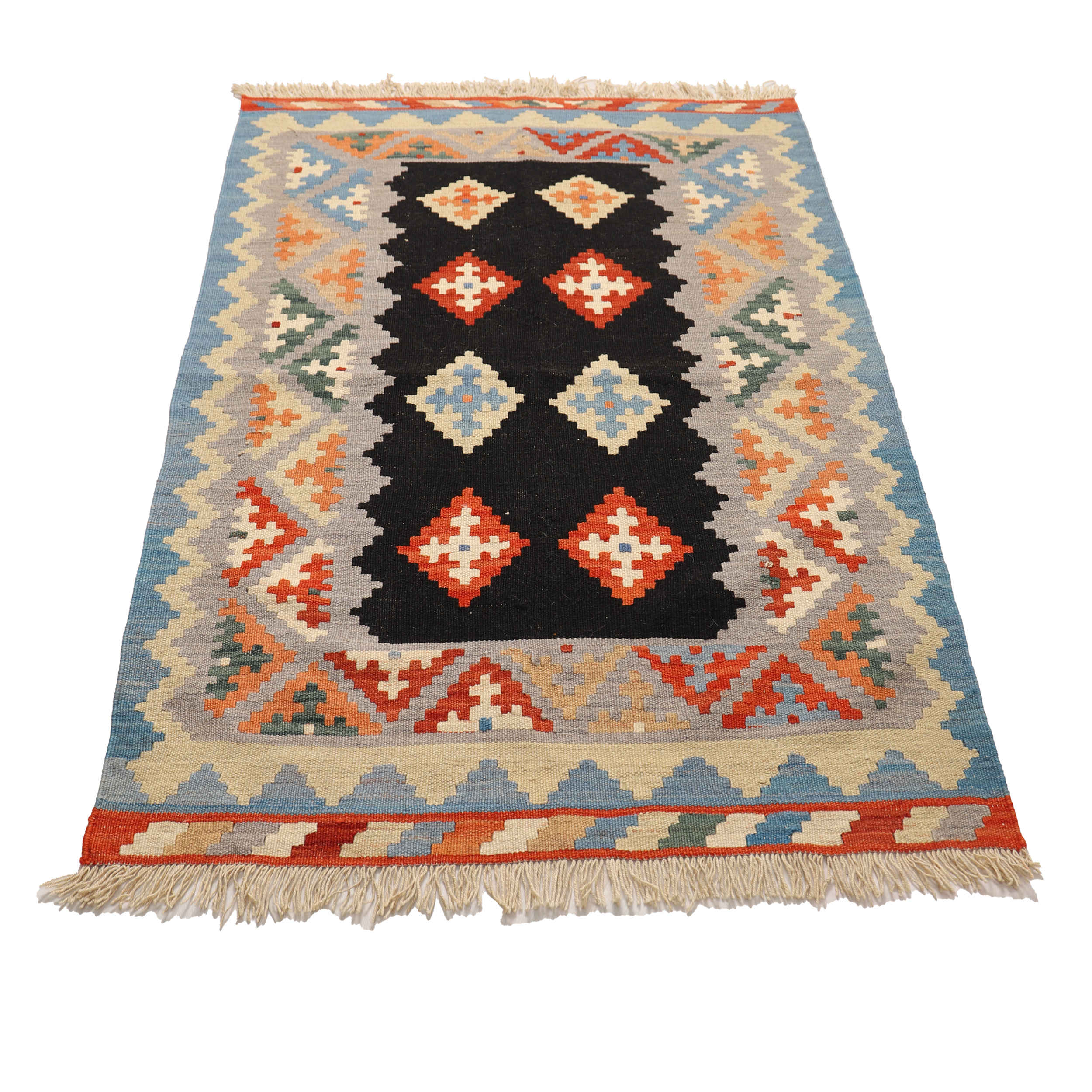 Persian Wool Kilim Rug Handwoven in Fars Qashqai Design