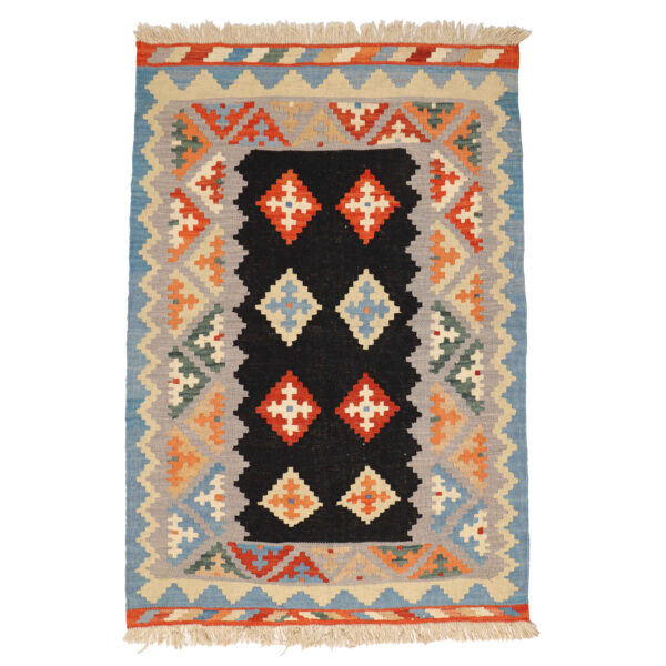 Persian Wool Kilim Rug Handwoven in Fars Qashqai Design
