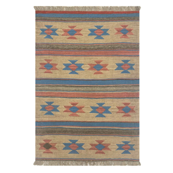 Persian Wool Kilim Rug Handwoven in Shiraz Model Navajo