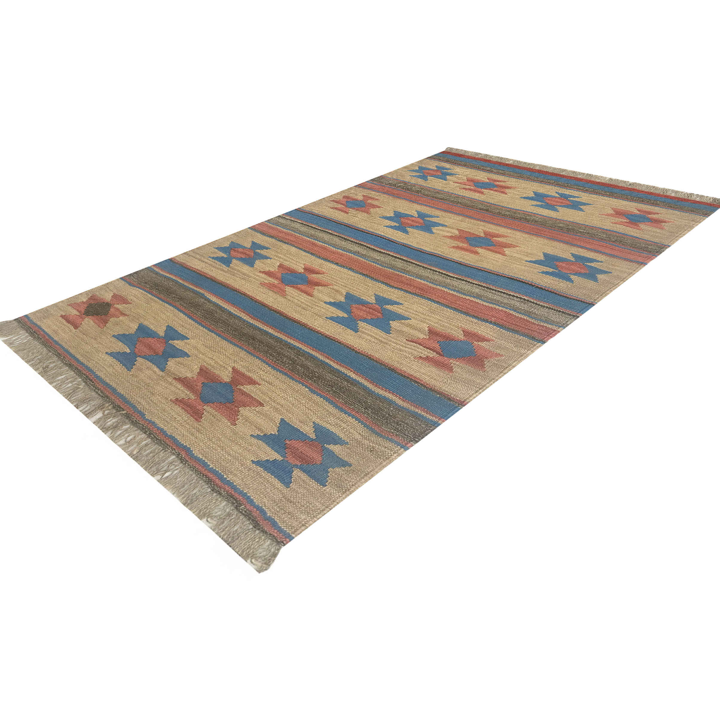 Persian Wool Kilim Rug Handwoven in Shiraz Model Navajo