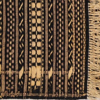 Persian Wool Kilim Runner Rug Handwoven in Khorasan Striped Brown