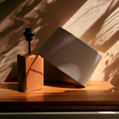 Accent Wooden Table Lamp With Cotton Fabric Lampshade Arsalan