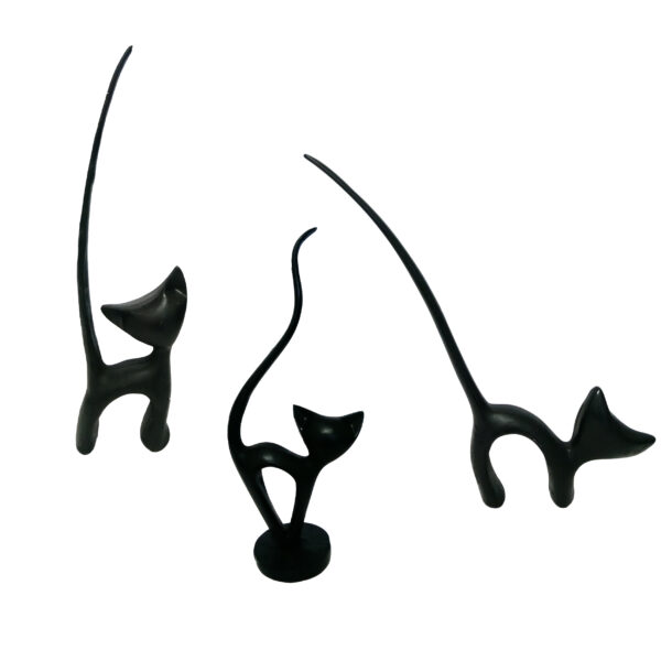 Set of 3 Animal Cat Figurines Decorative - Playful Kitten Sculptures