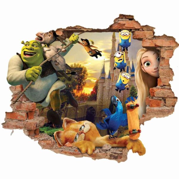 Baby 3D Wall Sticker with City of Cartoons Design
