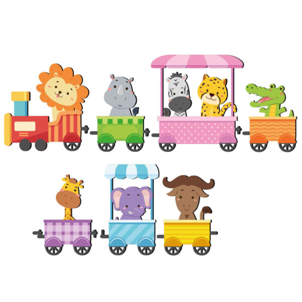 Baby Wooden Wall Sticker with Animal's Train Design for Nursery Room