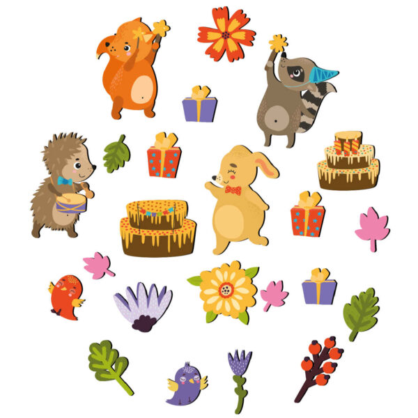 Baby Wooden Wall Sticker with Happy Animals Design for Nursery Room