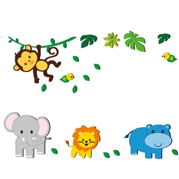 Baby Wooden Wall Stickers with Lovely Animal Design