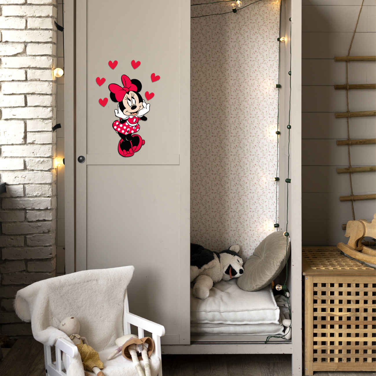 Baby Wooden Wall Stickers Model Minnie Mouse