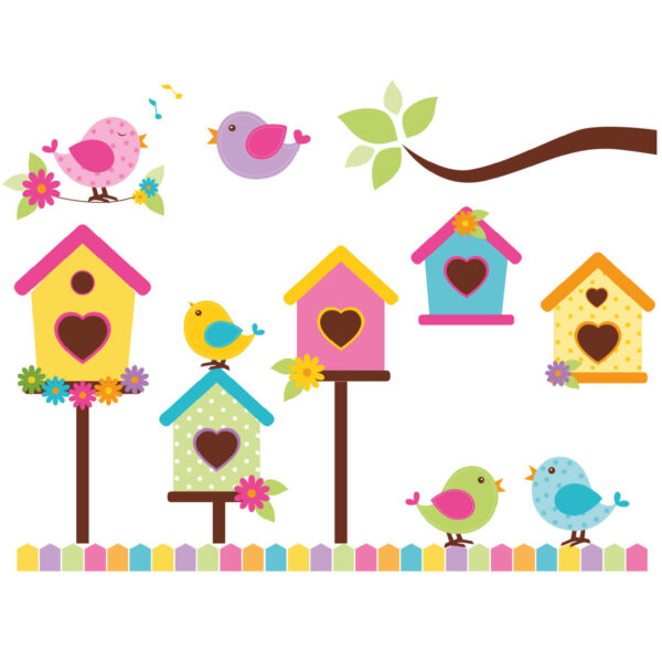 Baby Wooden Wall Stickers with Bird Design