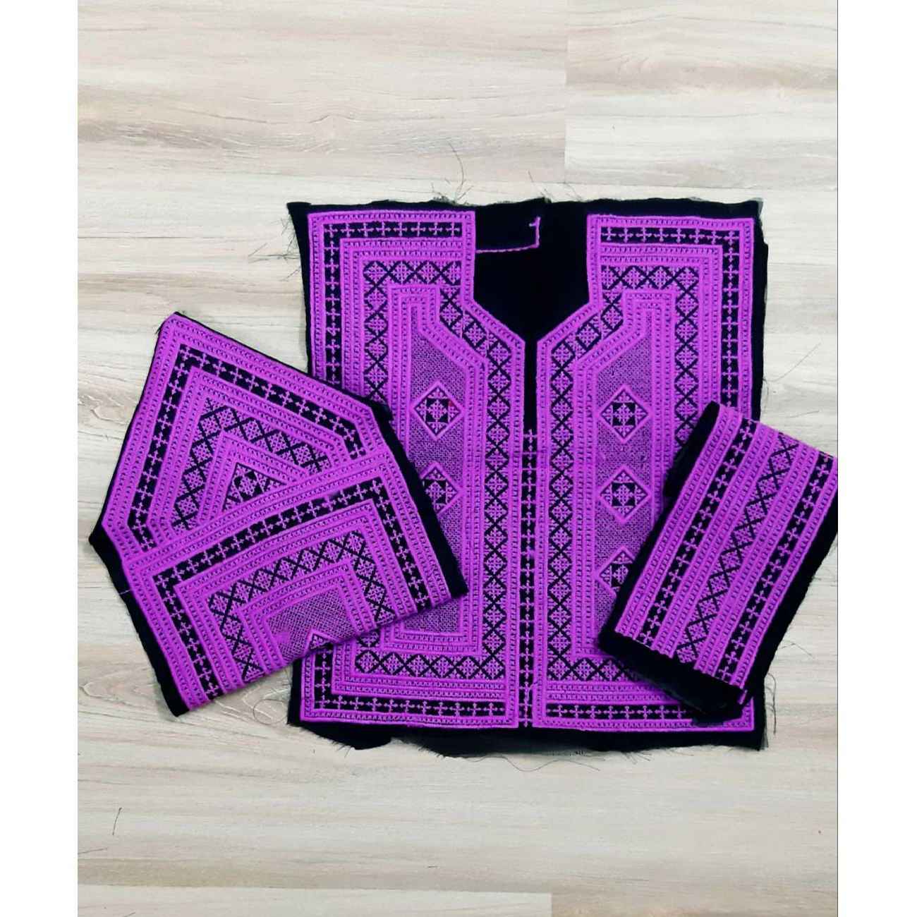 Balochi Embroidered Dress Panel Handmade Purple Set of 4