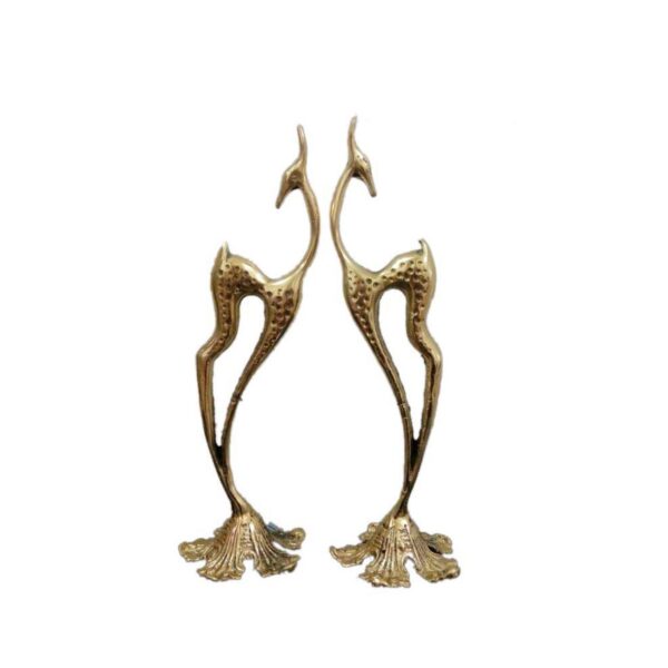 Brass Gazelle Decorative Figurine Sculpture Set of 2 - Wildlife Art Decor