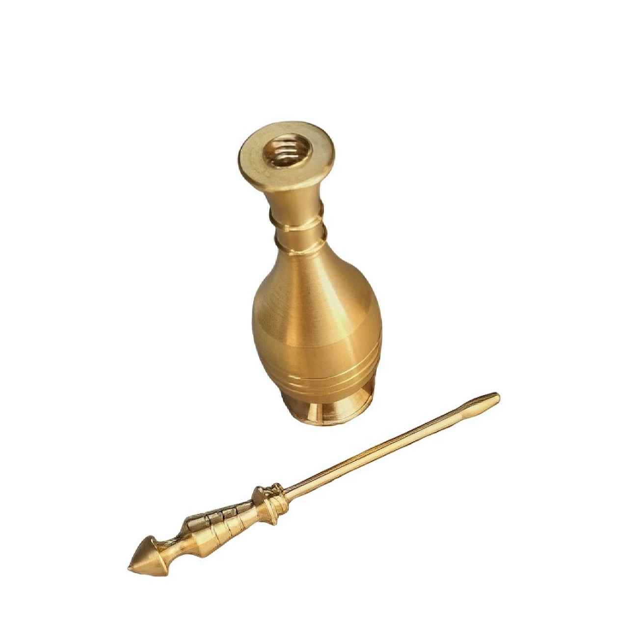 Brass Surma Dani Container for Keeping Kohl Malisa (x2)