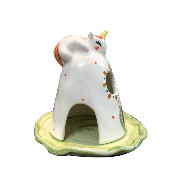 Decorative Ceramic Candle Holder with Unicorn Design Handcrafted
