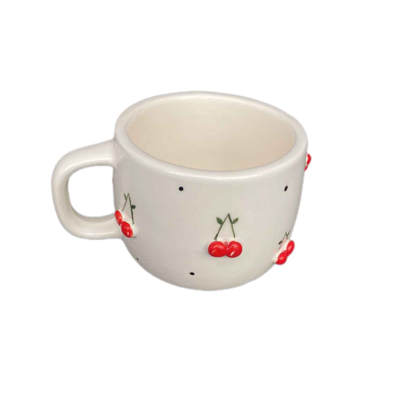 Artistic Ceramic Cup – Handcrafted with Cherry Design