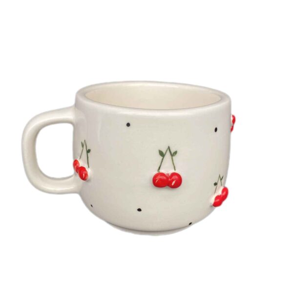 Artistic Ceramic Cup - Handcrafted with Cherry Design