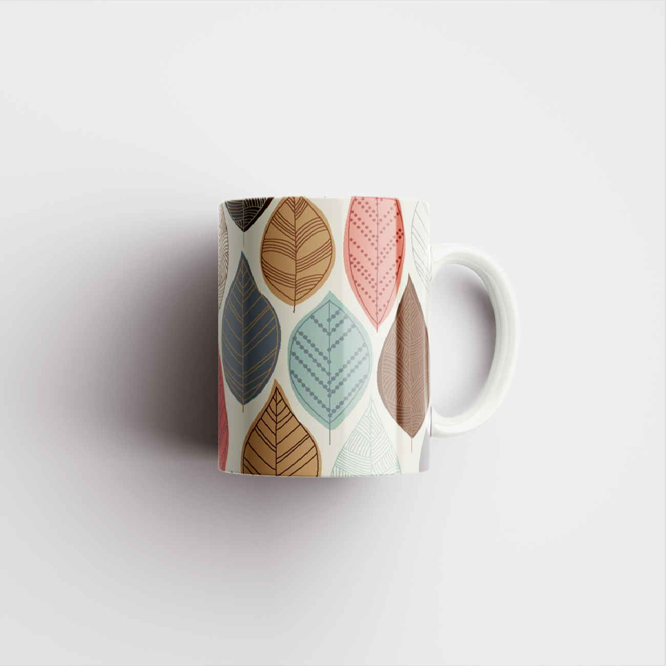 Ceramic Coffee Mug with Leaf Design