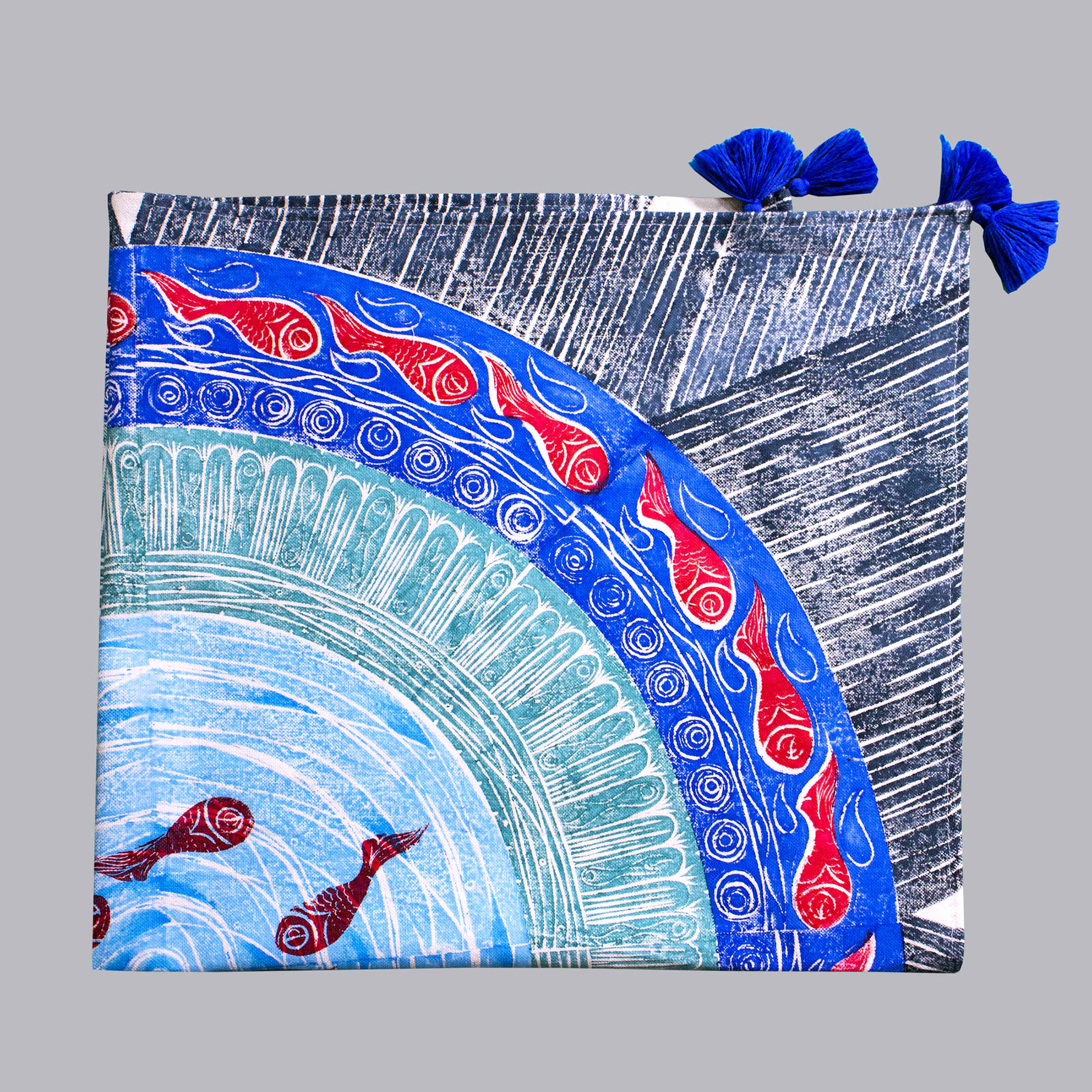 Cotton Tablecloth in Persian Fish Pool Traditional Design 4 Seater