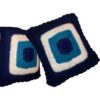 Handcrafted Crochet Cushion Set - Evil Eye Design (Set of 2)