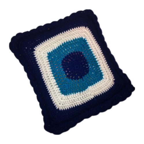 Handcrafted Crochet Cushion Set – Evil Eye Design (Set of 2)
