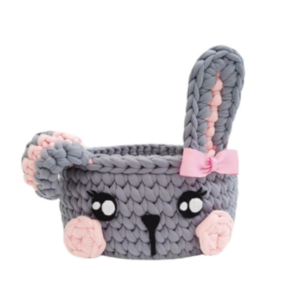 Crochet Storage Basket Yarn with Bunny Design