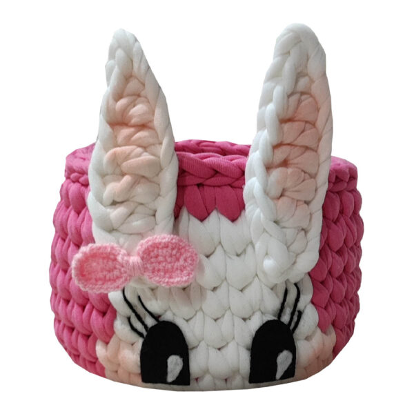Crochet Storage Basket Yarn with Rabbit Design
