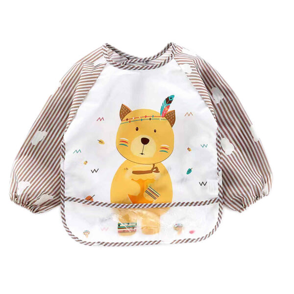 Cute Baby Bib with Sleeves & Strap Model Cat