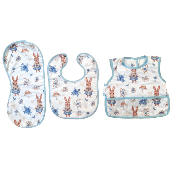 Cute Baby Bibs for Eating with Rabbit Design Set of 3