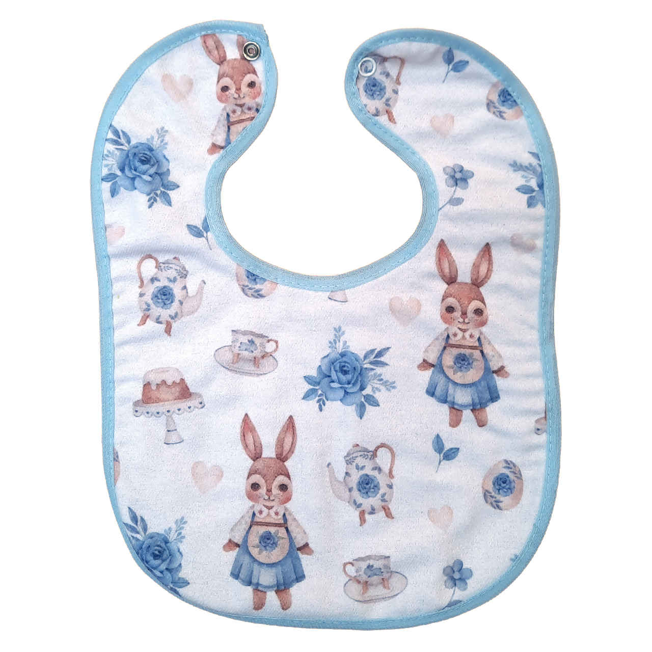 Cute Rabbit Waterproof Baby Feeding Bib – Green & Pink