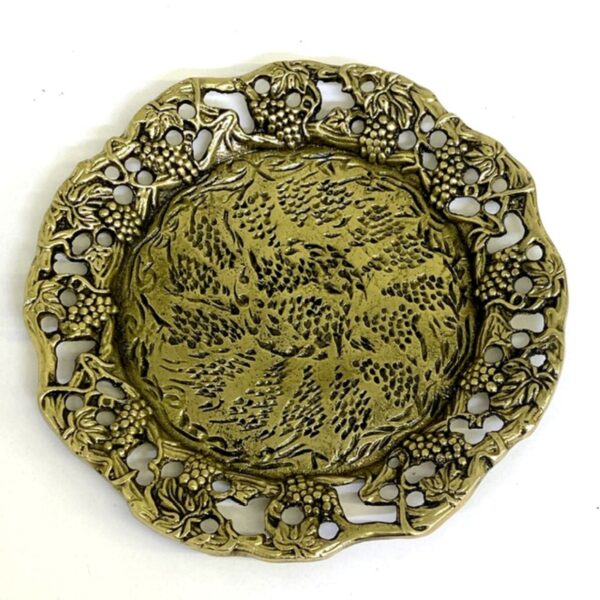 Decorative Brass Wall Plate with Engraved Ghalamzani in Grapes Design