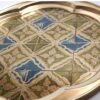 Decorative Brass Tray with Traditional Geometric Design for Dining & Decor