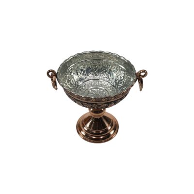 Decorative Copper Pedestal Bowl Handcrafted Persian Engraved Soha