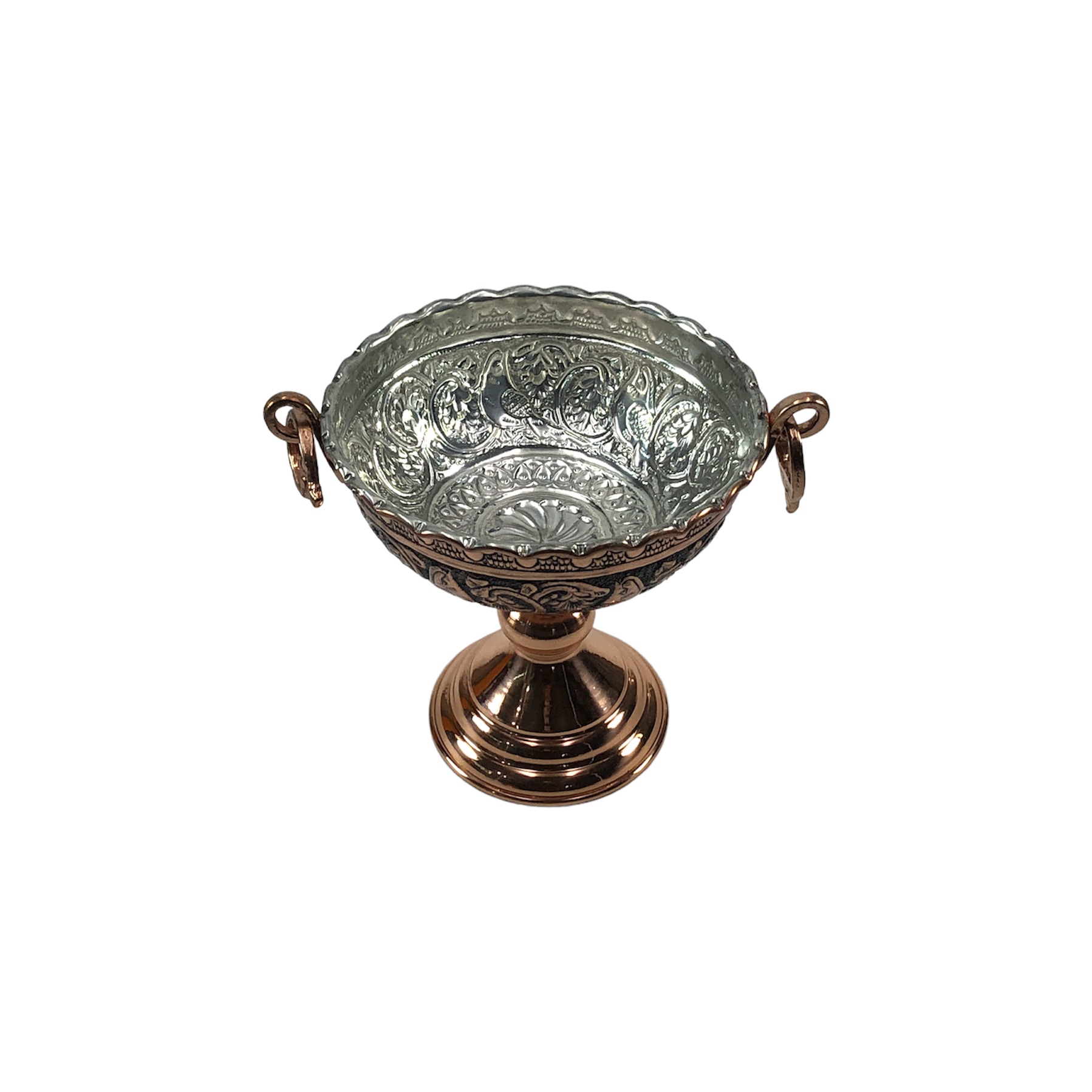 Decorative Copper Pedestal Bowl Handcrafted Persian Engraved Soha