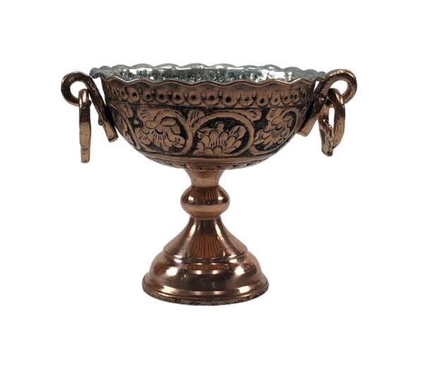 Decorative Copper Pedestal Bowl Handcrafted Persian Engraved Soha
