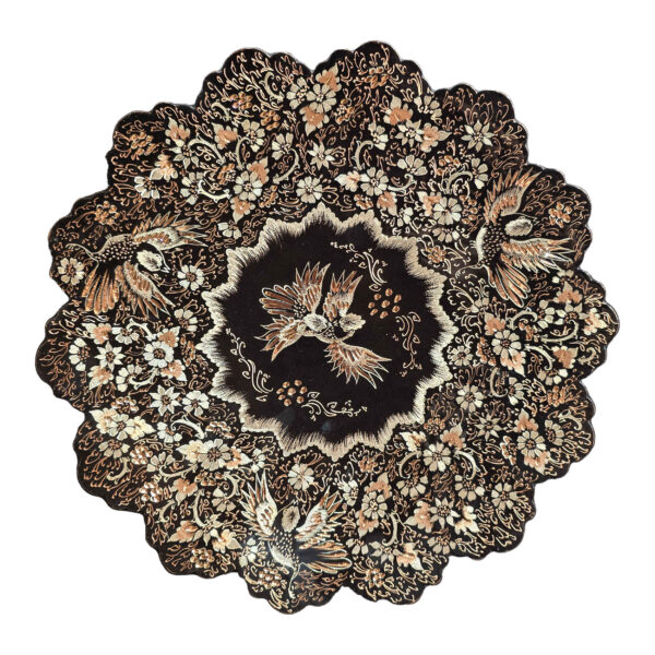 Persian Decorative Copper Engraved Wall Plate Gol o Morgh Design