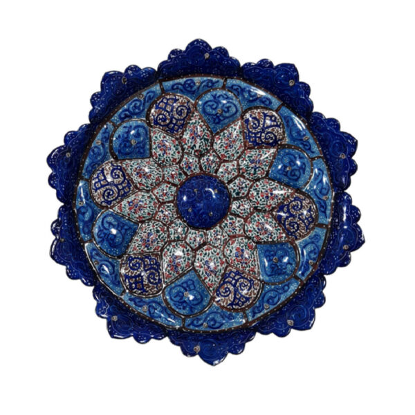 Decorative Copper Plate in Persian Minakari Enamel for Wall Decor