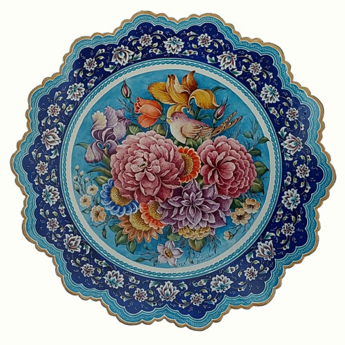Decorative Copper Plate with Persian Minakari Hand painted Enamelwork