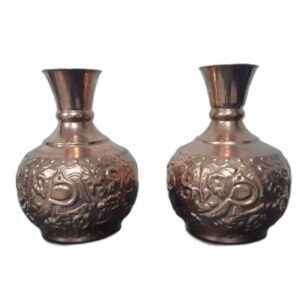 Handcrafted Persian Engraved Copper Vase Decorative – Set of 2