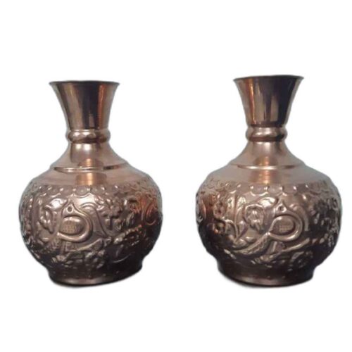 Handcrafted Persian Engraved Copper Vase Decorative – Set of 2