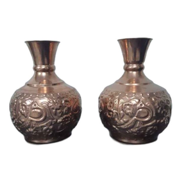 Handcrafted Persian Engraved Copper Vase Decorative - Set of 2