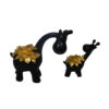 Decorative Giraffe Figurines 3Pcs with Golden Flower Design - Tall Safari Sculptures