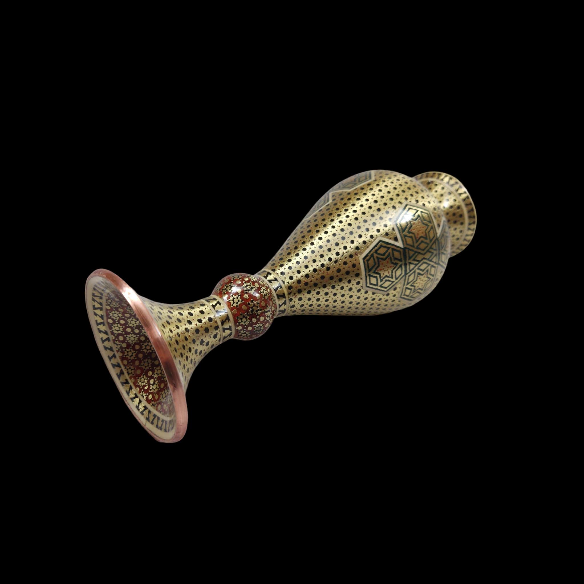 Persian Decorative Copper Vase Handcrafted with Khatamkari Marquetry Art – Set of 2