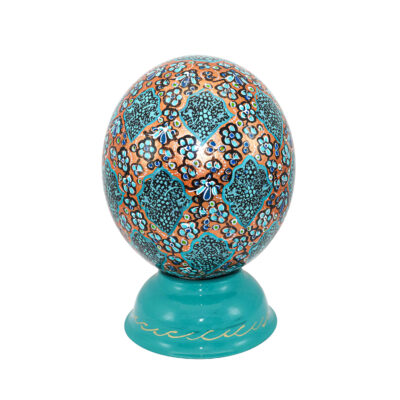Persian Decorative Hand Painted Ostrich Egg Shell – Turquoise