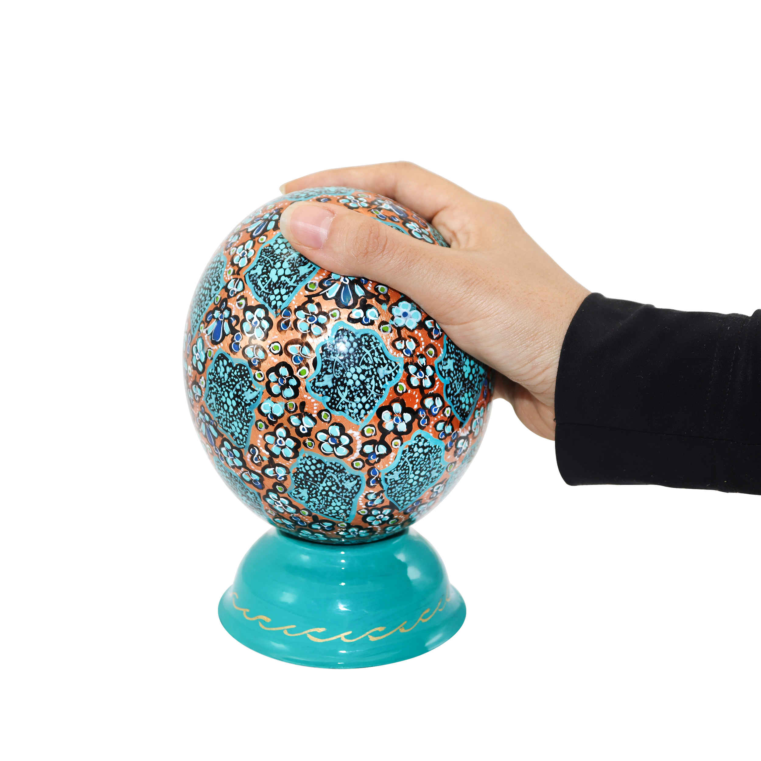 Persian Decorative Hand Painted Ostrich Egg Shell – Turquoise
