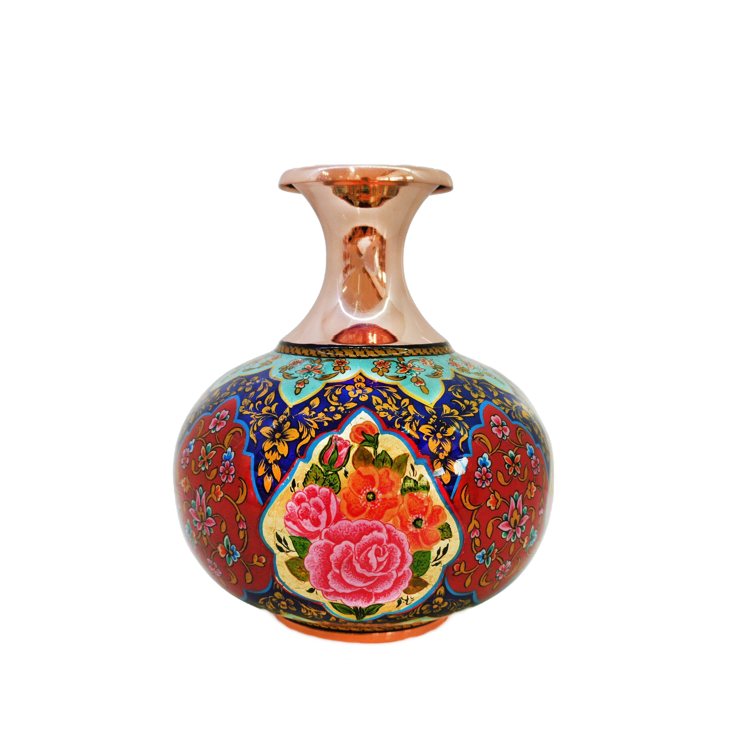 Decorative Persian Copper Vase Traditional Design with Floral Pattern