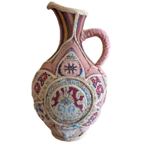 Decorative Pottery Pitcher with Persian Traditional kilim & Carpet Design