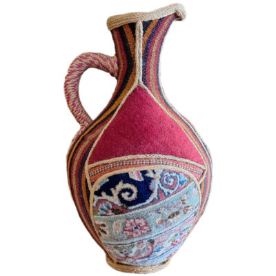 Decorative Pottery Pitcher with Persian Traditional kilim & Carpet Design