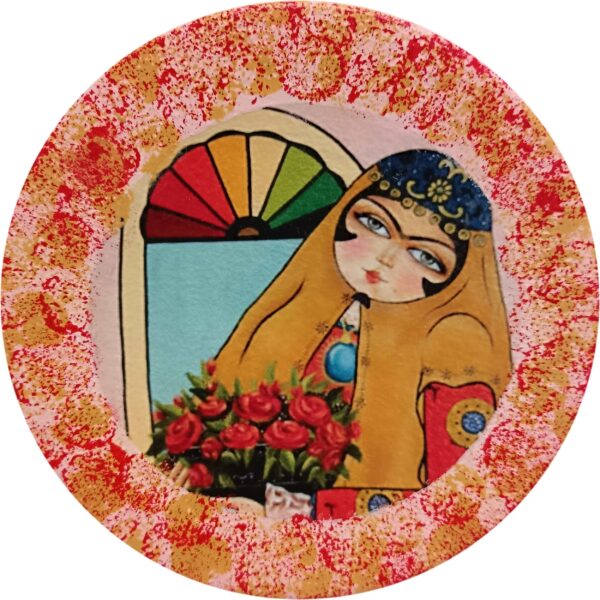 Decorative Pottery Plate for Table & Wall Decor with Persian Khatoon Design